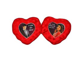 Double Heart Photo Pillow