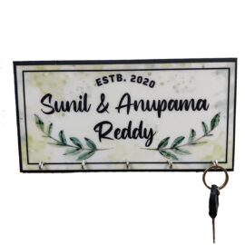 Customised Key Holder for Home/Key Holder for Wall Decor/Key Holder for Office Decor/Key Holder for Wall/Key Holder for Home Décor Customised with Double Name Frame