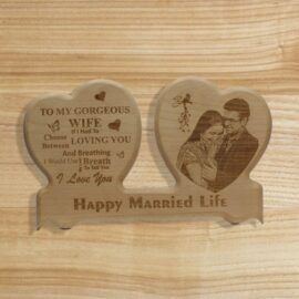Double Heart Wood Egraving