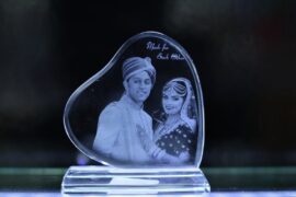 Mini Small Heart Wide Photo Crystal 10x10x1.2 2D