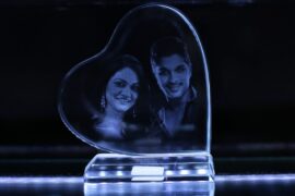 Small Heart Wide Photo Crystal 10x10x1.9CM 3D