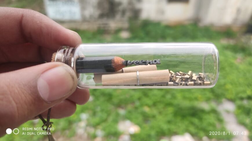 Micro art pencil carving with Frame - Image 2