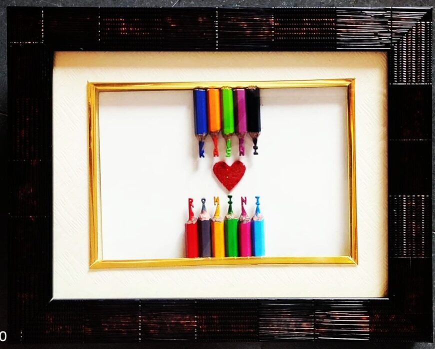 Micro art pencil carving with Frame