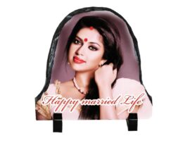 Oval Shape Stone Printing Indian Colour Labs Customized Rock/Stone Heart Shape Photo Frame Personalized Gift 20x18 cm