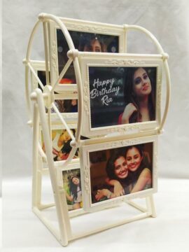 White Solid Personalised Rotating Wheel Photo Stand